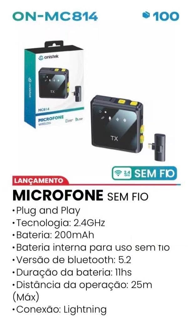 MICROFONE LAPELA IOS ON MC814