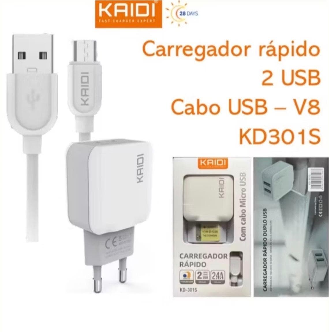 CARREGADOR KAIDI V8 TURBO 18W