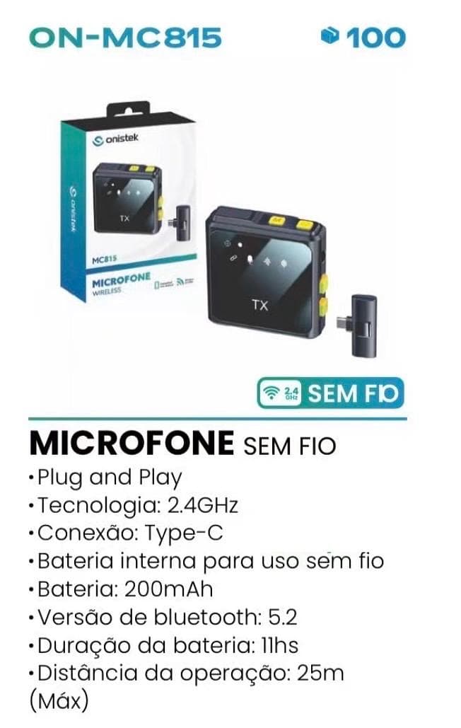 MICROFONE LAPELA TIPO C ON MC815