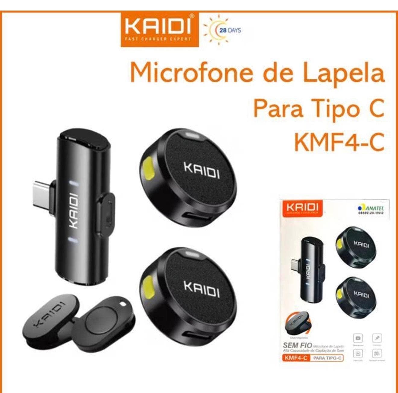 MICROFONE LAPELA TIPO C KAIDI KMF4-C
